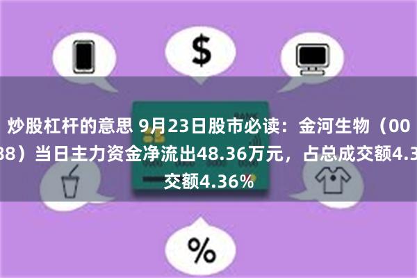 炒股杠杆的意思 9月23日股市必读：金河生物（002688）当日主力资金净流出48.36万元，占总成交额4.36%